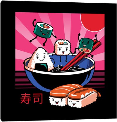 Sushi Retro Fun Canvas Art Print - Asian Cuisine Art