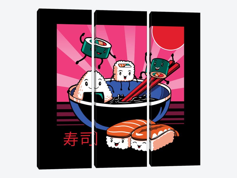 Sushi Retro Fun by Vincent Trinidad 3-piece Art Print