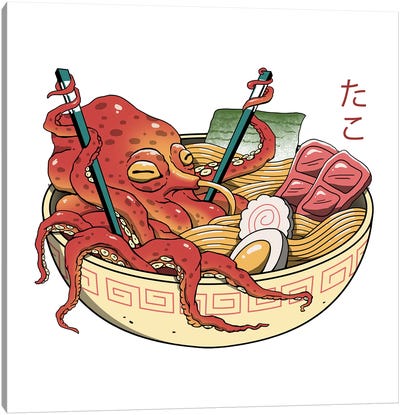 Tako Ramen Canvas Art Print - Octopus Art