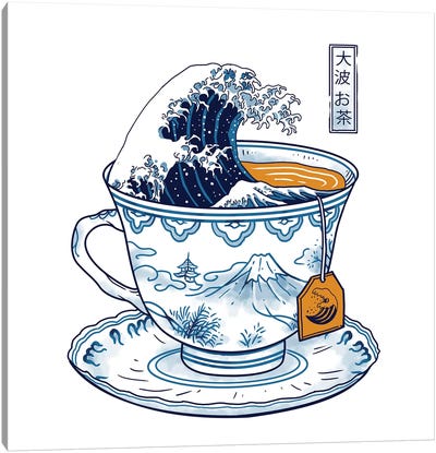 The Great Kanagawa Tea Canvas Art Print - The Great Wave Reimagined