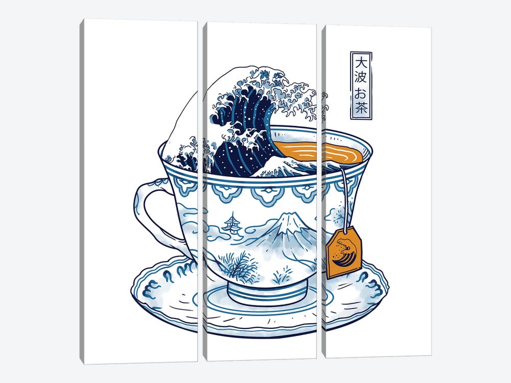 The Great Kanagawa Tea by Vincent Trinidad 3-piece Canvas Art