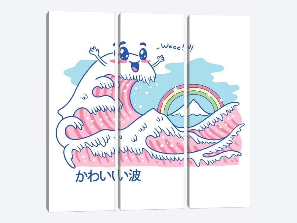 The Great Kawaii Wave by Vincent Trinidad 3-piece Canvas Print