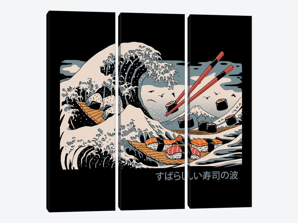The Great Sushi Wave by Vincent Trinidad 3-piece Canvas Artwork