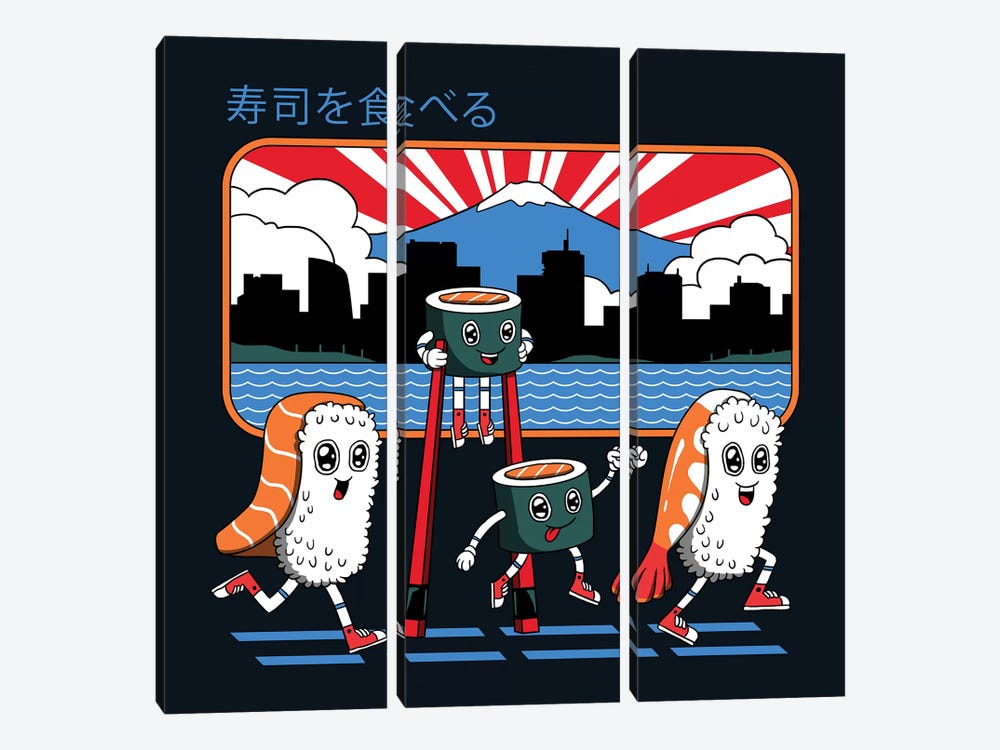 Tokyo Sushi Run by Vincent Trinidad 3-piece Canvas Artwork