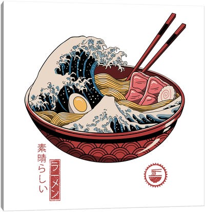 Great Ramen Wave Canvas Art Print - Asian Cuisine Art