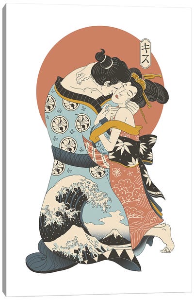 The Kiss Ukiyo-E Canvas Art Print - All Things Klimt