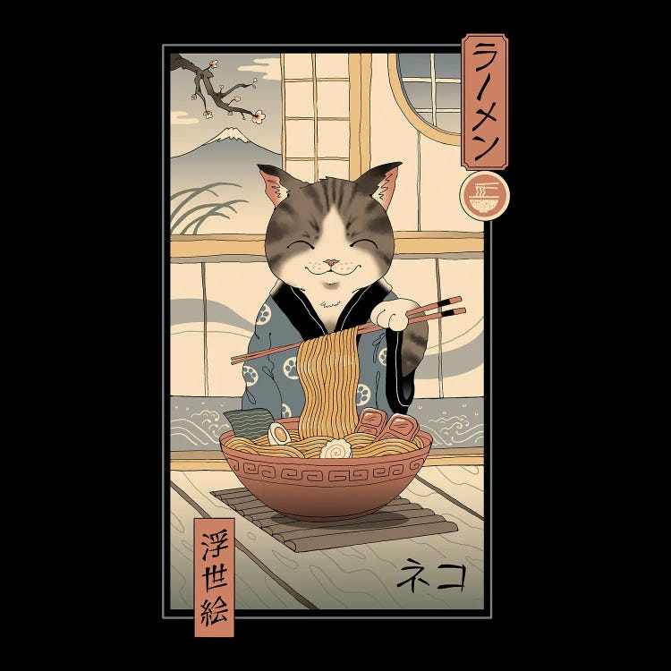 Neko Ramen Ukiyo-E by Vincent Trinidad wall art