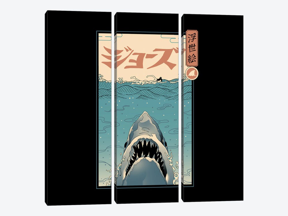 Shark Ukiyo-E by Vincent Trinidad 3-piece Canvas Art Print