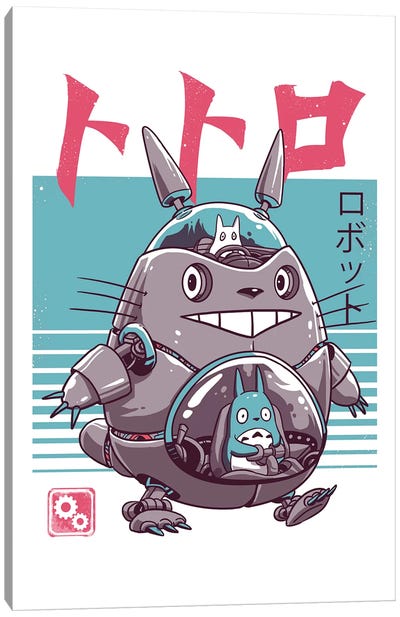 Robot Neighbor Canvas Art Print - Totoro