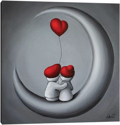 To The Moon Canvas Art Print - Valentine's Day Art