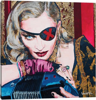 Madonna Madame X Pop Art Canvas Art Print - Gold & Pink Art