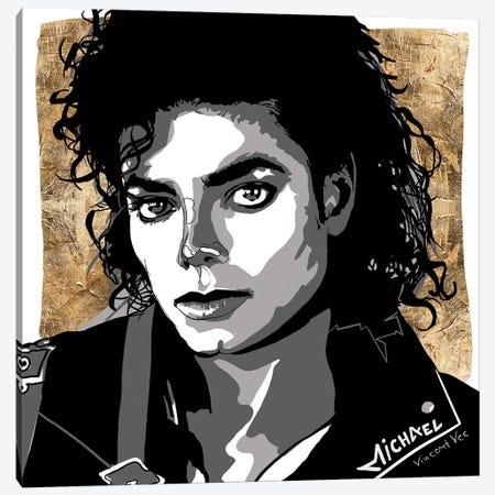Michael Jackson Gold Art Canvas Print #VVE12} by Vincent Vee Canvas Art