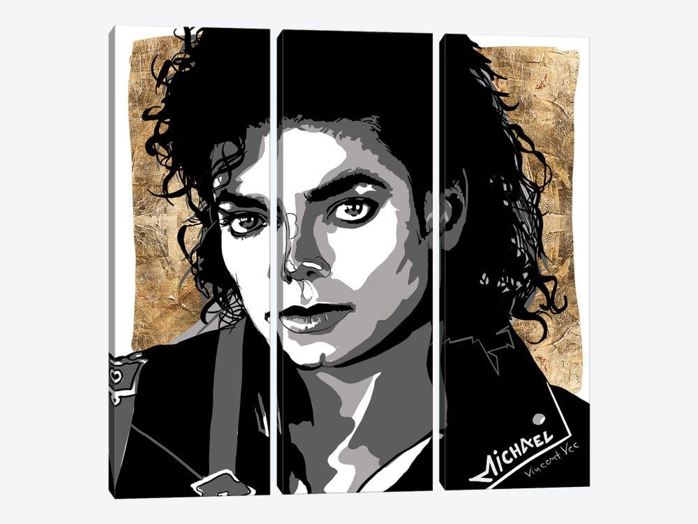 Michael Jackson Gold Art by Vincent Vee 3-piece Canvas Artwork