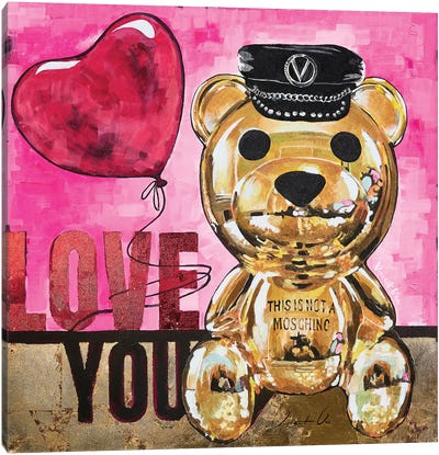 Moschino Gold Bear Pop Art Canvas Art Print - Teddy Bear