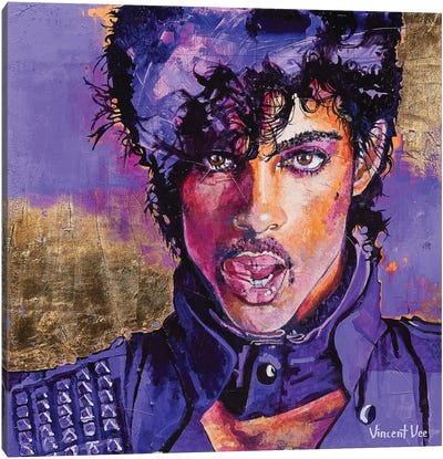 Prince Pop Art Canvas Art Print - Gold & Pink Art