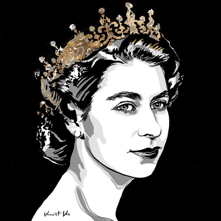 Queen Elizabeth II Gold Art