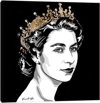 Queen Elizabeth II Gold Art Canvas Art Print - Vincent Vee