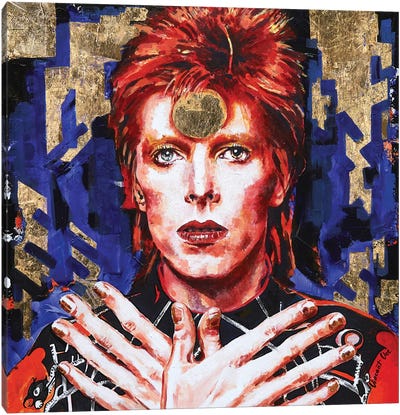 Ziggy Stardust Pop Art Canvas Art Print - Tan Art
