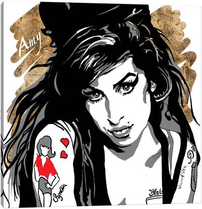Amy Winehouse Gold Art Canvas Art Print - Amy Winehouse