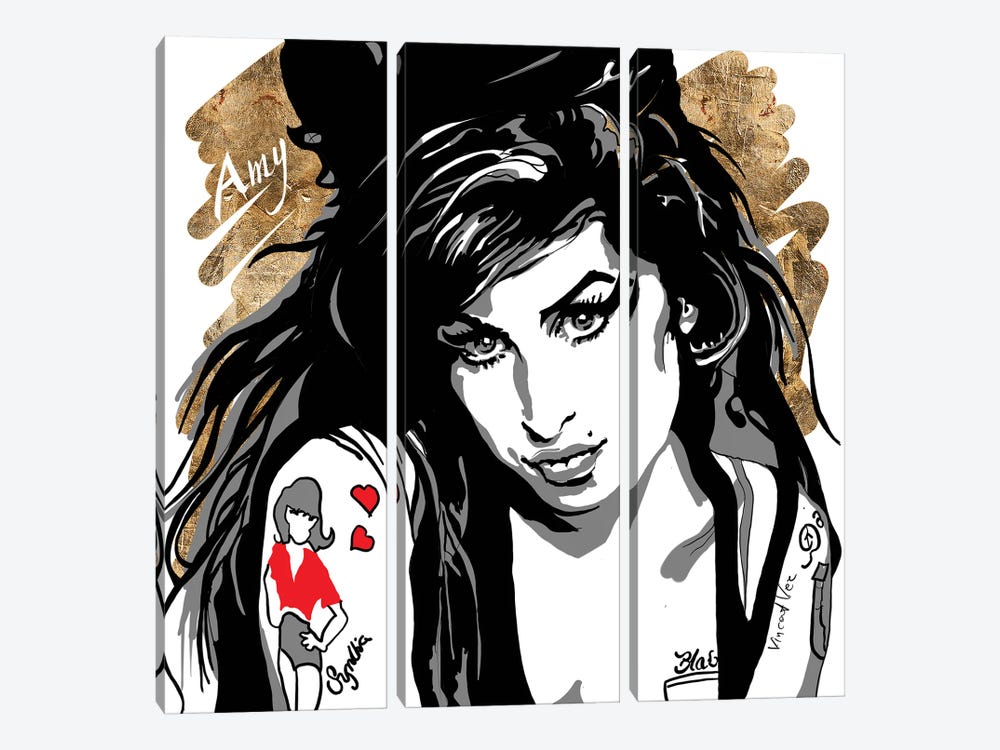 Amy Winehouse Gold Art by Vincent Vee 3-piece Canvas Art
