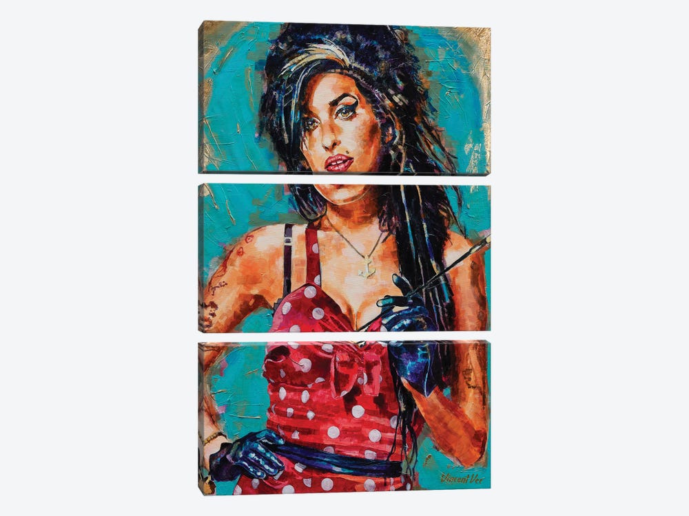 Amy Winehouse Pop Art by Vincent Vee 3-piece Canvas Art Print