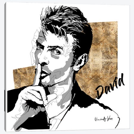David Bowie Gold Art Canvas Print #VVE4} by Vincent Vee Canvas Artwork