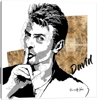 David Bowie Gold Art Canvas Art Print - Vincent Vee