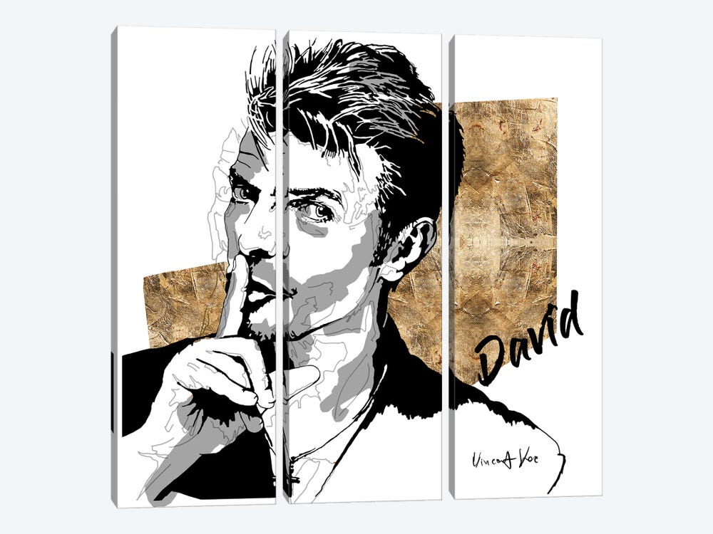 David Bowie Gold Art by Vincent Vee 3-piece Canvas Art Print