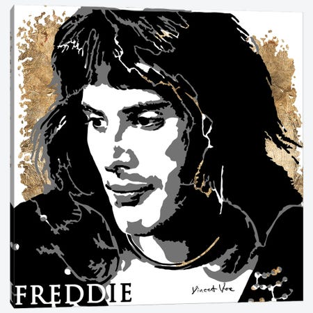 Freddie Mercury Gold Art Canvas Print #VVE6} by Vincent Vee Canvas Art