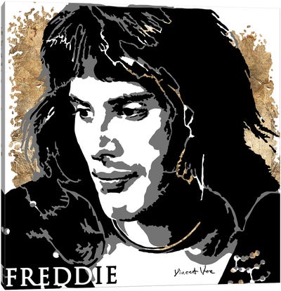 Freddie Mercury Gold Art Canvas Art Print - Freddie Mercury