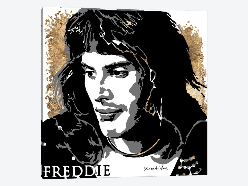 Freddie Mercury Gold Art by Vincent Vee 1-piece Canvas Art Print