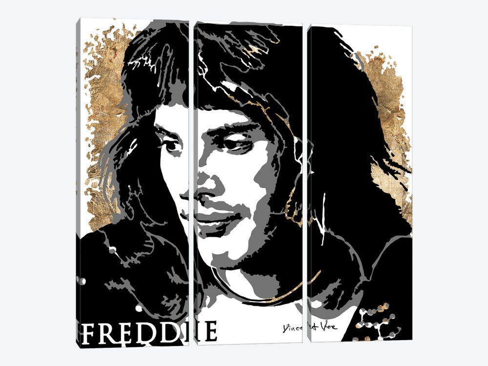 Freddie Mercury Gold Art by Vincent Vee 3-piece Canvas Print
