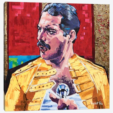 Freddie Mercury Pop Art Canvas Print #VVE7} by Vincent Vee Canvas Art