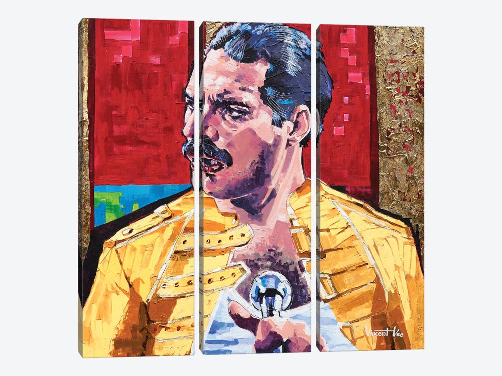 Freddie Mercury Pop Art by Vincent Vee 3-piece Canvas Wall Art
