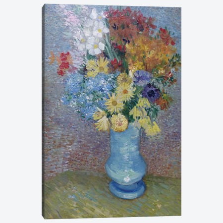 Flowers In A Blue Vase, C.1887 Canvas Print #VVG14} by Vincent van Gogh Canvas Print