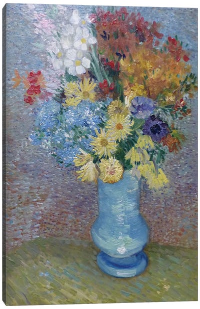Flowers In A Blue Vase, C.1887 Canvas Art Print - Flower Art