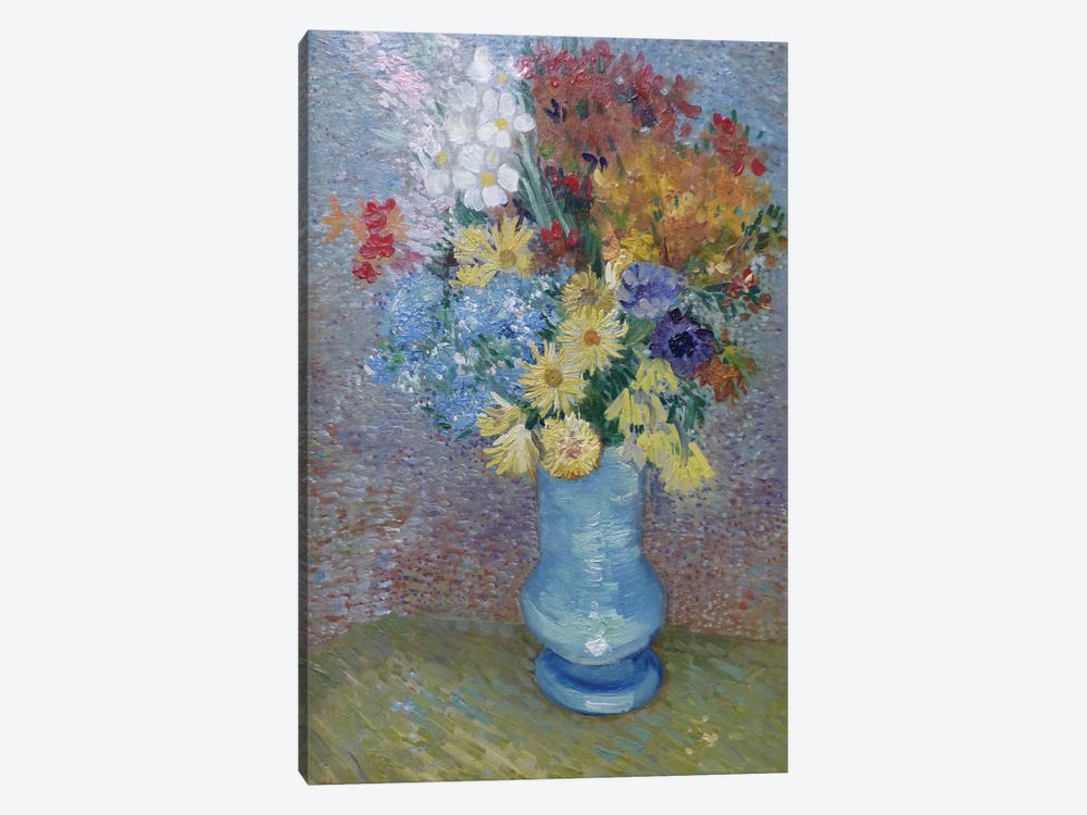 Flowers In A Blue Vase, C.1887 by Vincent van Gogh 1-piece Canvas Print