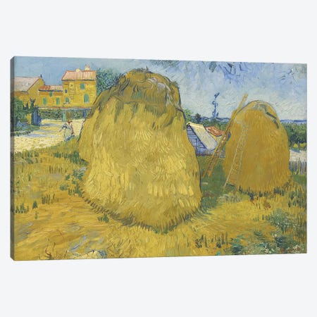 Wheat Stacks In Provence, C.1888 Canvas Print #VVG18} by Vincent van Gogh Canvas Art