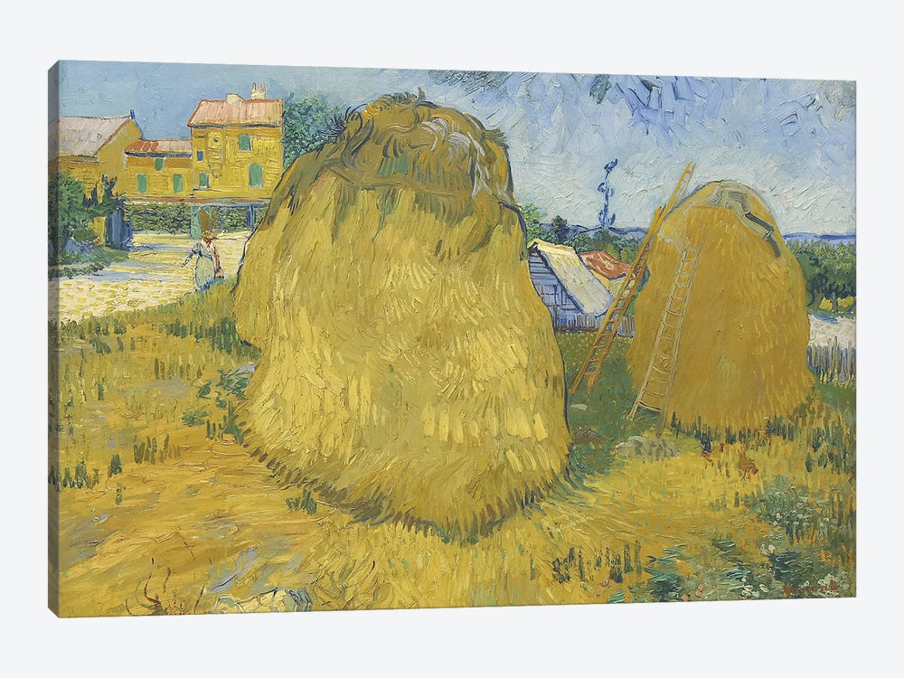Wheat Stacks In Provence, C.1888 by Vincent van Gogh 1-piece Canvas Art Print