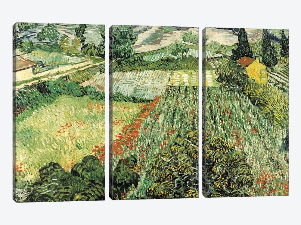 Feld Mit Mohnblumen by Vincent van Gogh 3-piece Canvas Wall Art