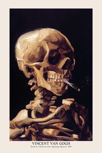 Skeletons: Vincent Van Gogh - Head Of A Skeleton With A Burning Cigarette, 1886 by Vincent van Gogh