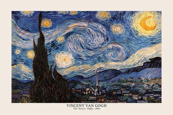 Fine Art Print: Vincent Van Gogh - The Starry Night, 1889 by Vincent van Gogh
