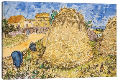 Meules De Blé, 1888 Canvas Art Print - Vincent van Gogh