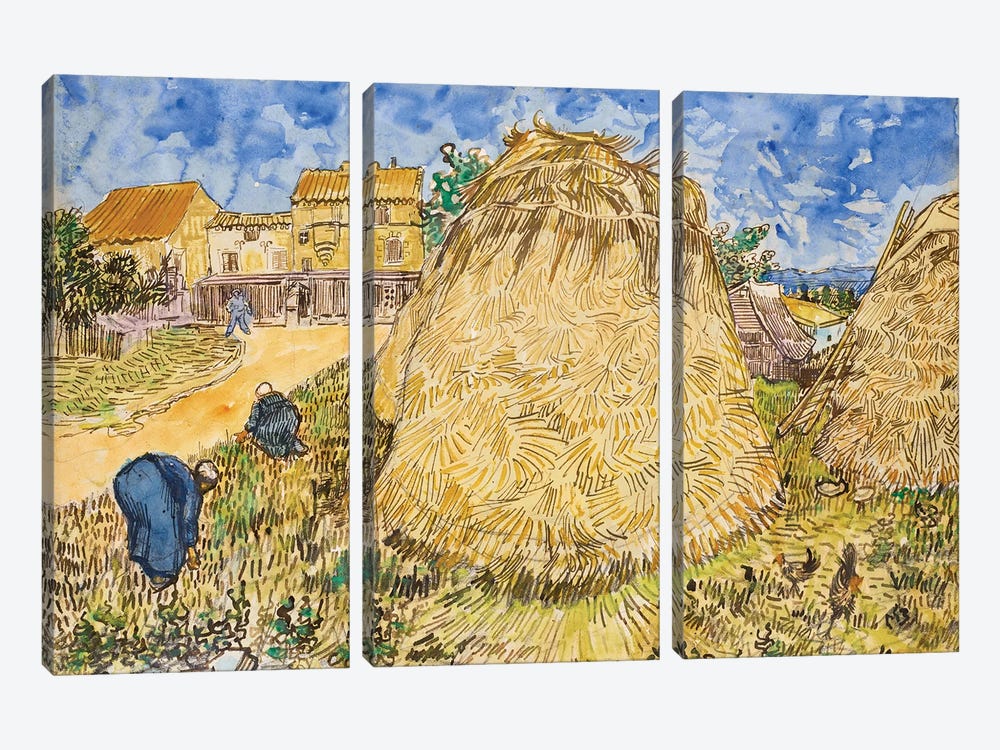 Meules De Blé, 1888 by Vincent van Gogh 3-piece Art Print
