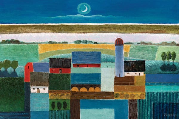Vadim Vaskovsky: Farm At Night by Vadim Vaskovsky