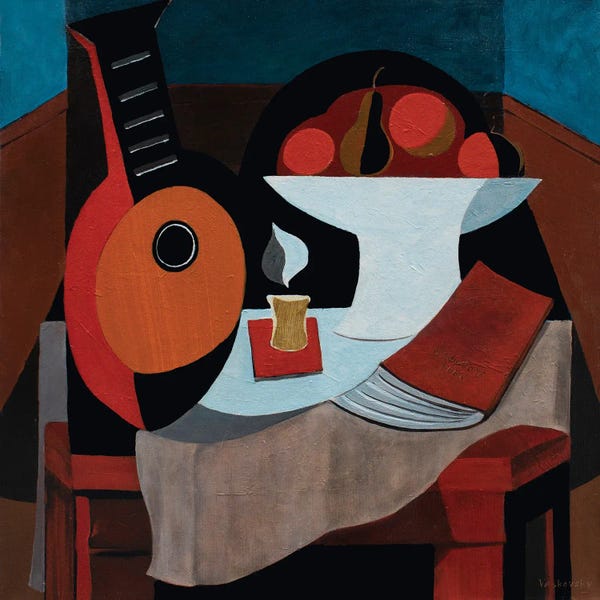 All Things Picasso: Book, Mandolin, And Candle by Vadim Vaskovsky