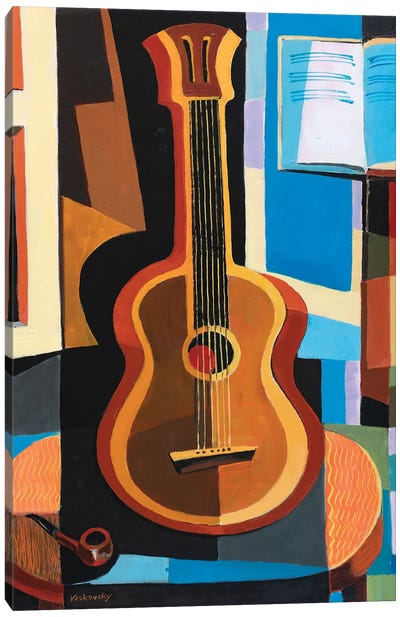 Guitar At The Window Canvas Art Print - Vadim Vaskovsky