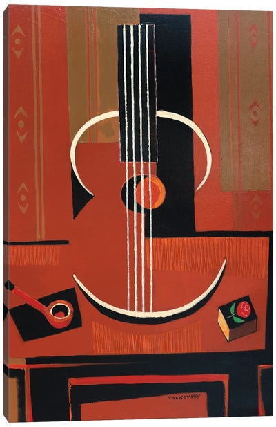 Guitar, Pipe, And Match Box Canvas Art Print - Vadim Vaskovsky