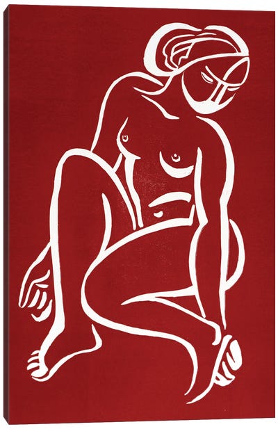 Nude - Red Canvas Art Print - Vadim Vaskovsky
