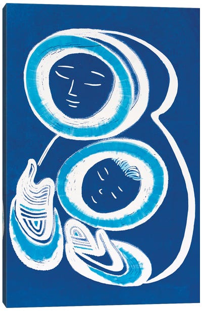 Mother And Child - Blue Canvas Art Print - Vadim Vaskovsky